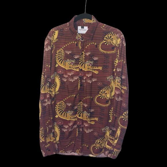 Topman tigerprint button up sz M - Picture 3 of 10